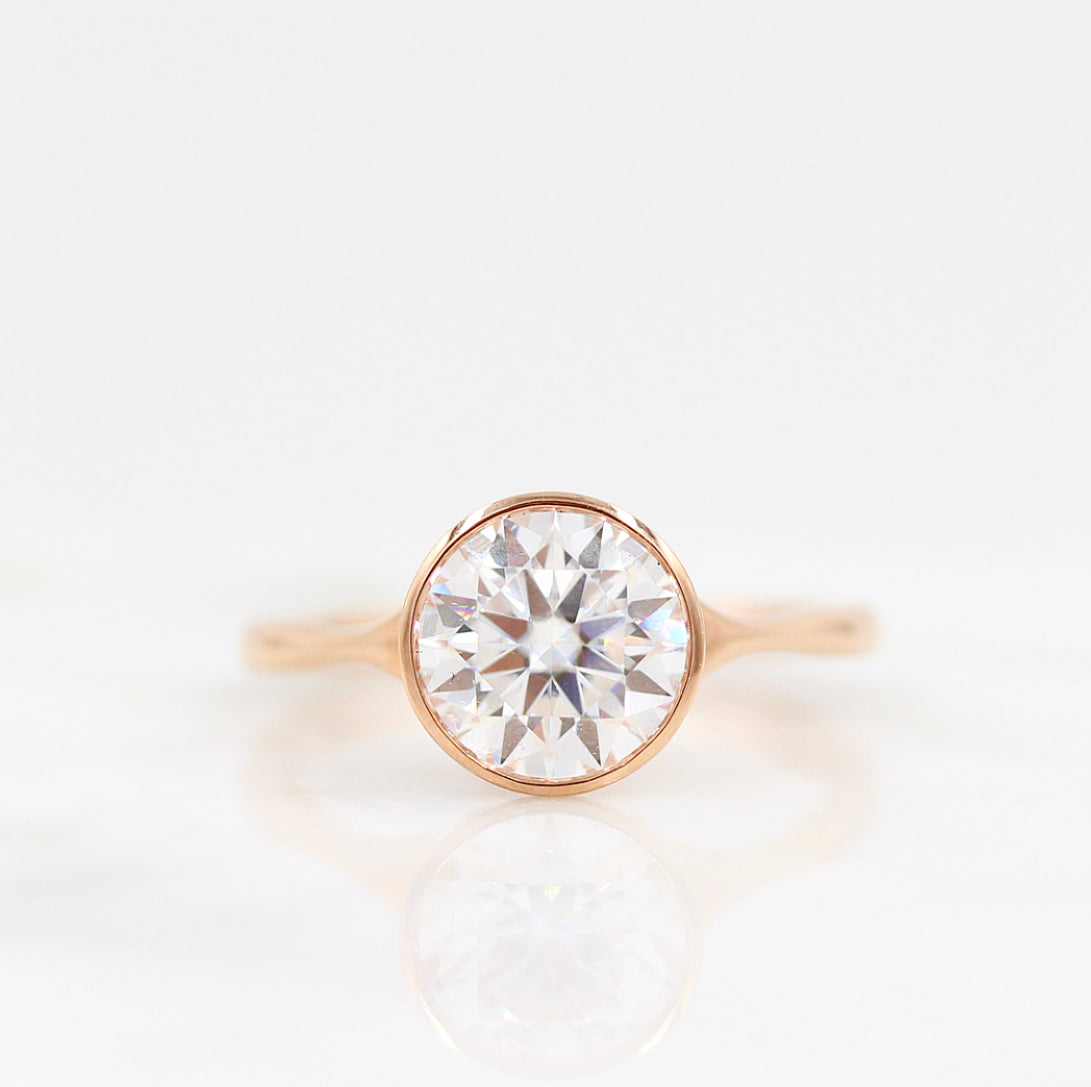 Round Bezel Lab Grown Diamond Engagement Ring