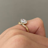 Marquise Half Bezel Curved Solitaire Lab-Grown Diamond Engagement Ring