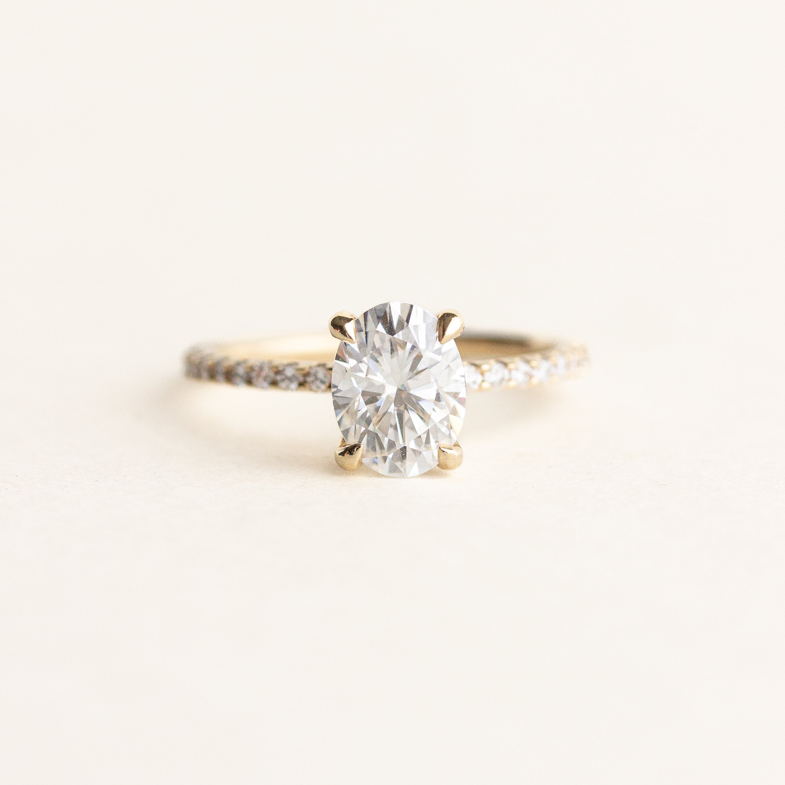 Pave Engagement Ring Featuring 1.30 CT Oval Moissanite 3