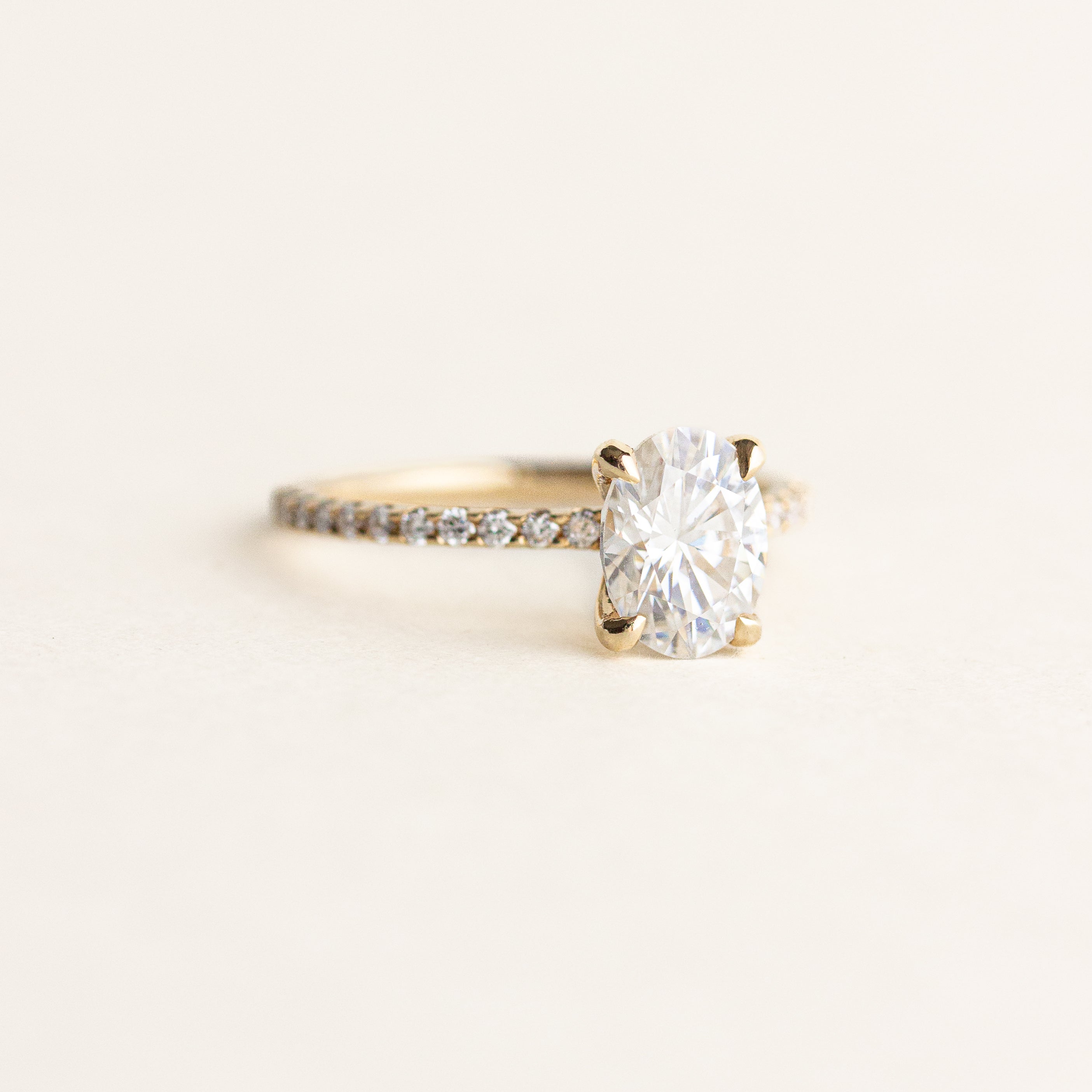 Pave Engagement Ring Featuring 1.30 CT Oval Moissanite 4