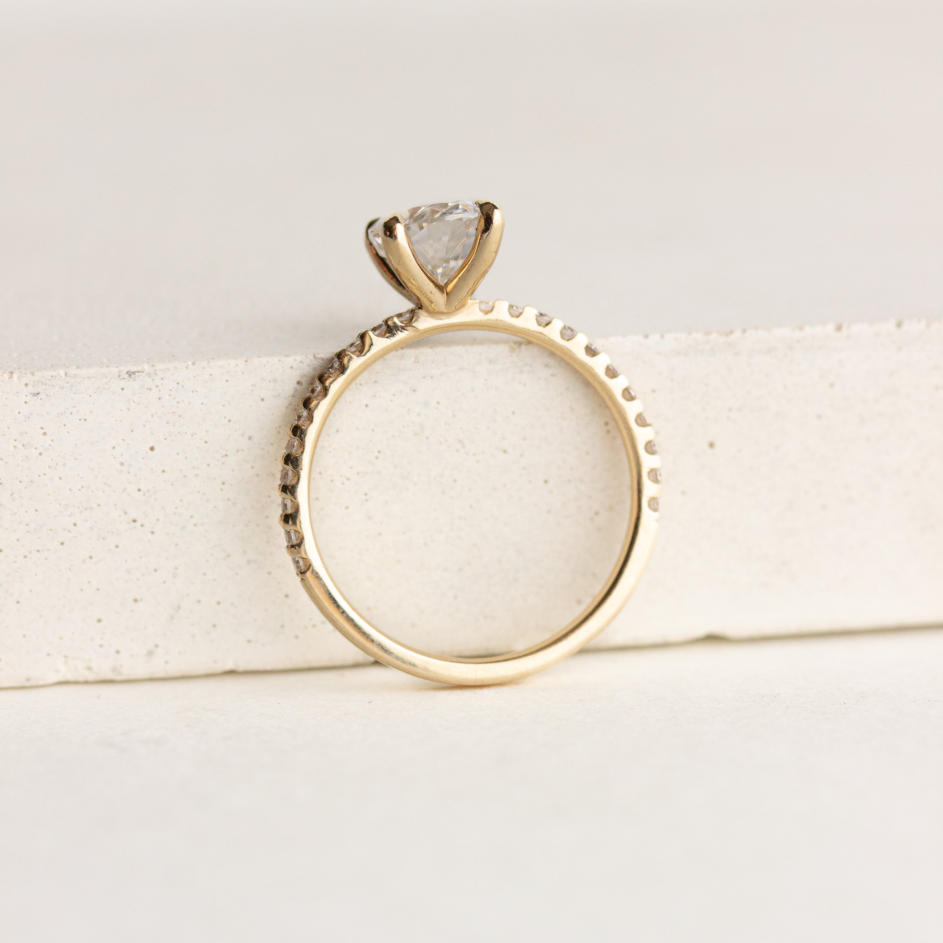 Pave Engagement Ring Featuring 1.30 CT Oval Moissanite 7