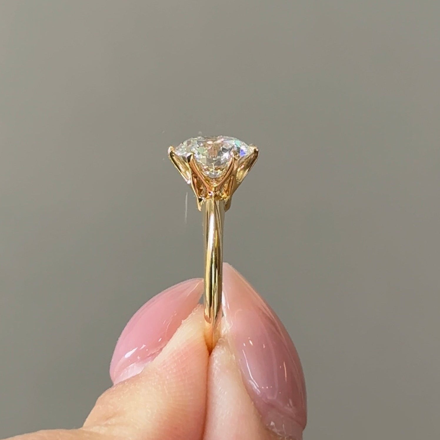 Round Solitaire Lab Grown Diamond Engagement Ring