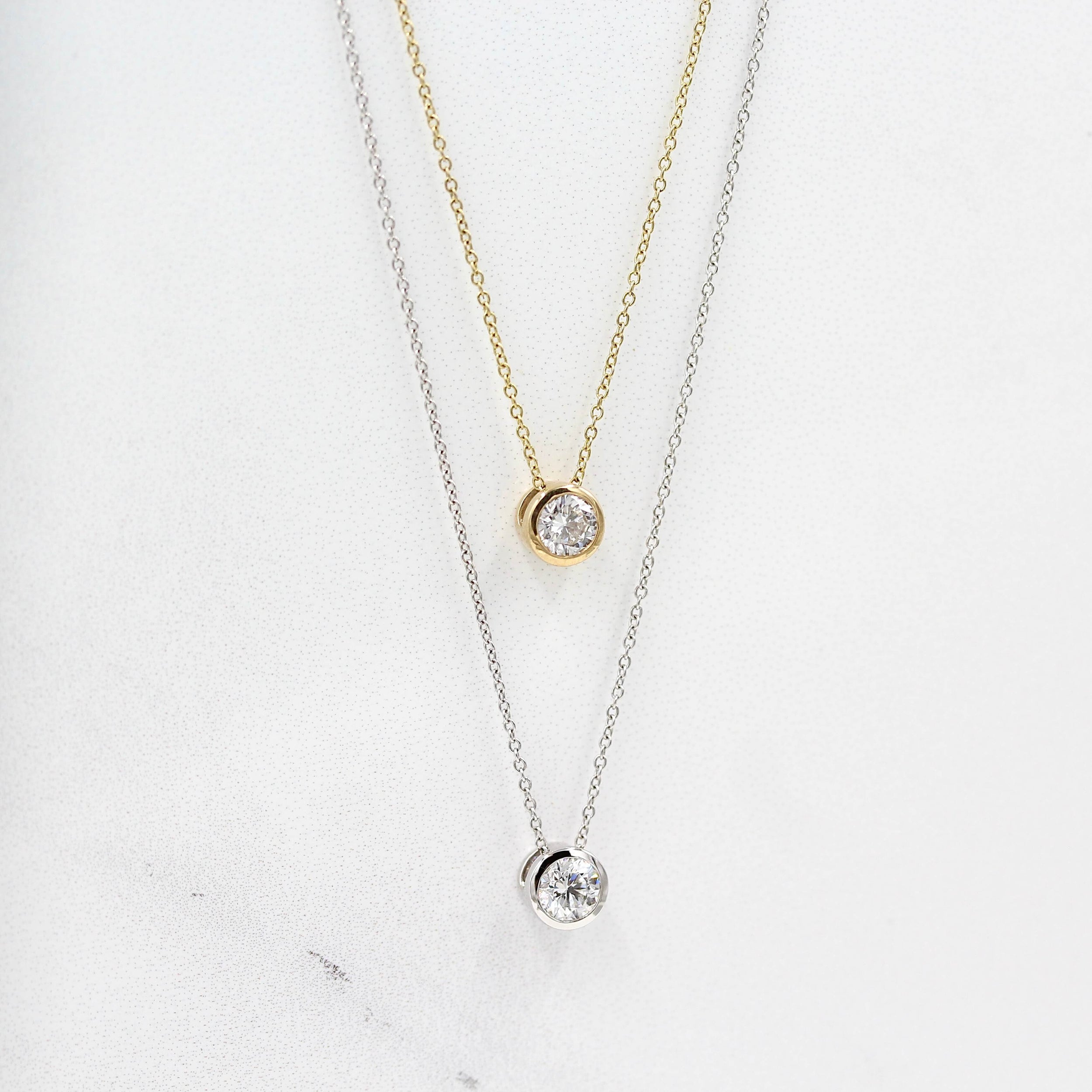 0.25 TCW Round Shape Moissanite Bezel Necklace 7