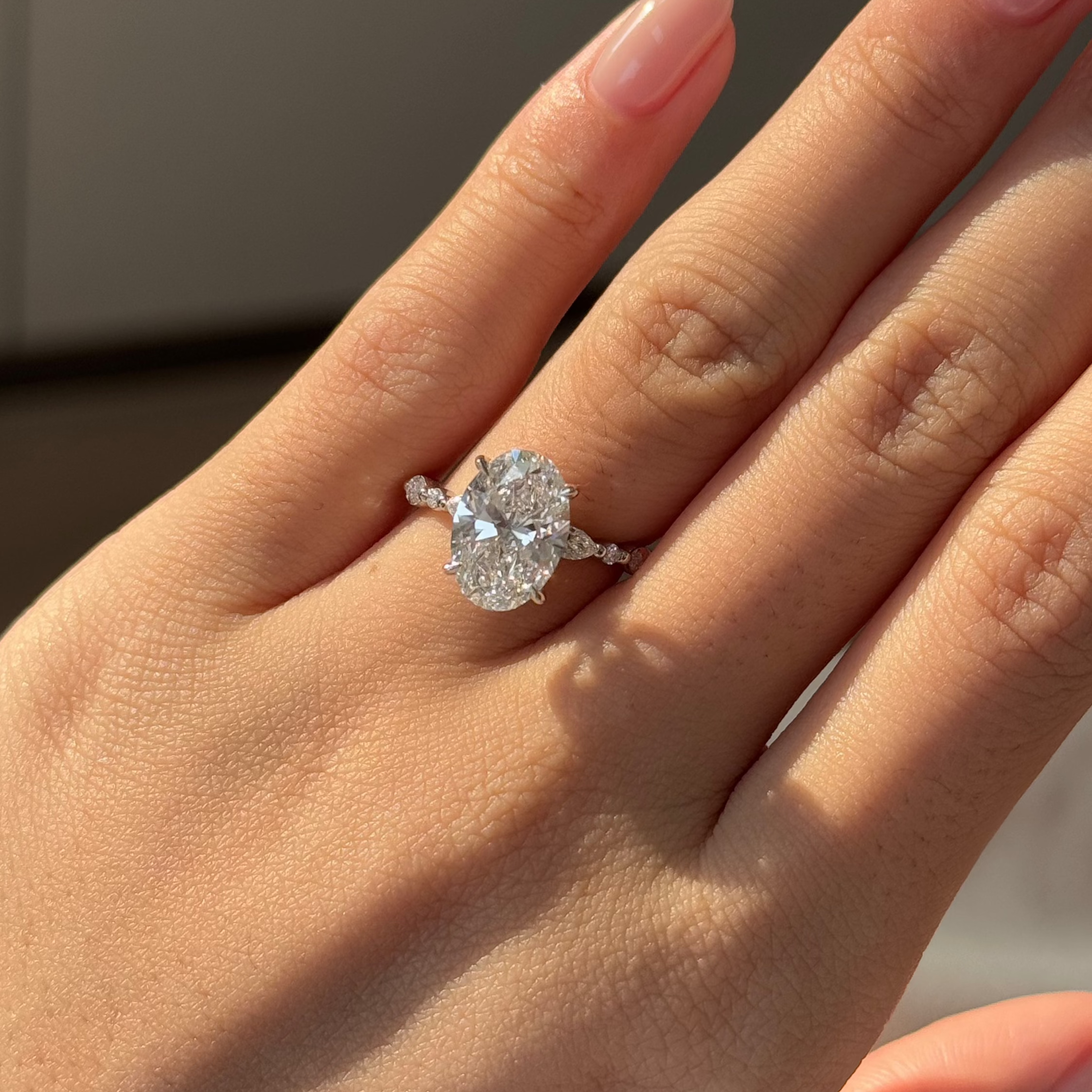 Oval Hidden Halo & Pave Lab Grown Diamond Engagement Ring