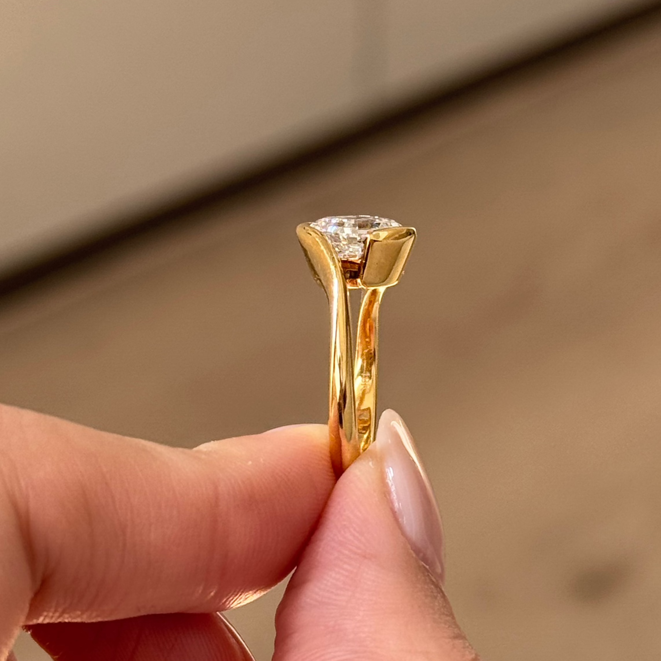 East West Asscher Solitaire Lab Grown Diamond Engagement Ring