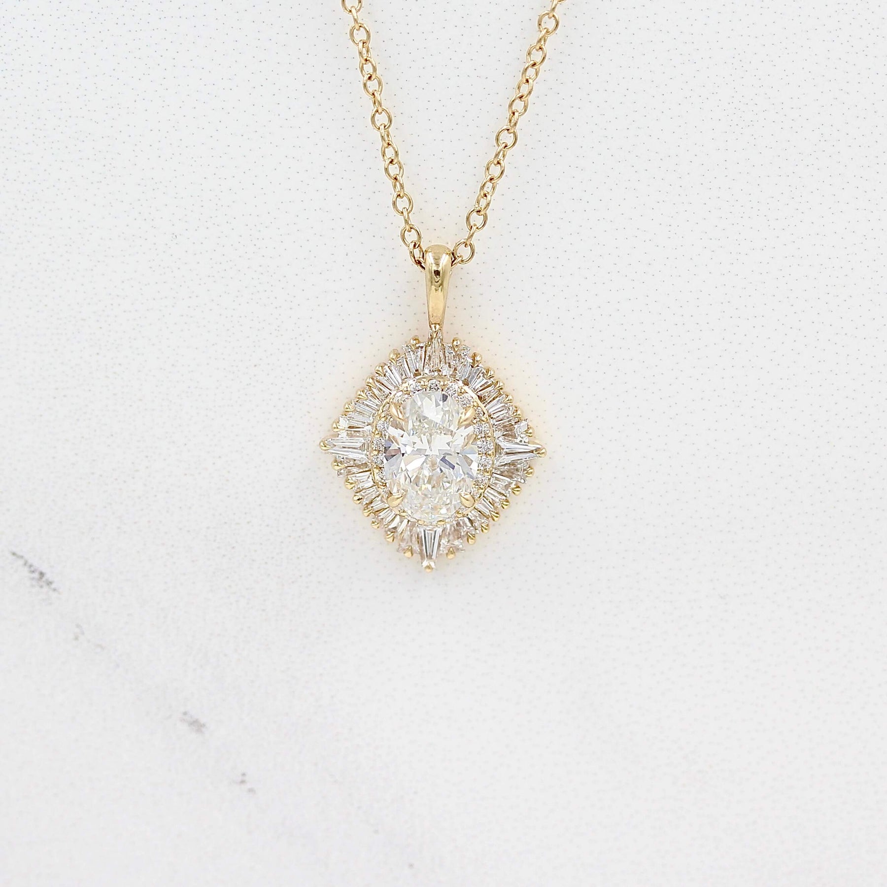 1.25 Carats Oval Cut Moissanite Necklace With Halo 3