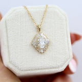 1.25 Carats Oval Cut Moissanite Necklace With Halo 1