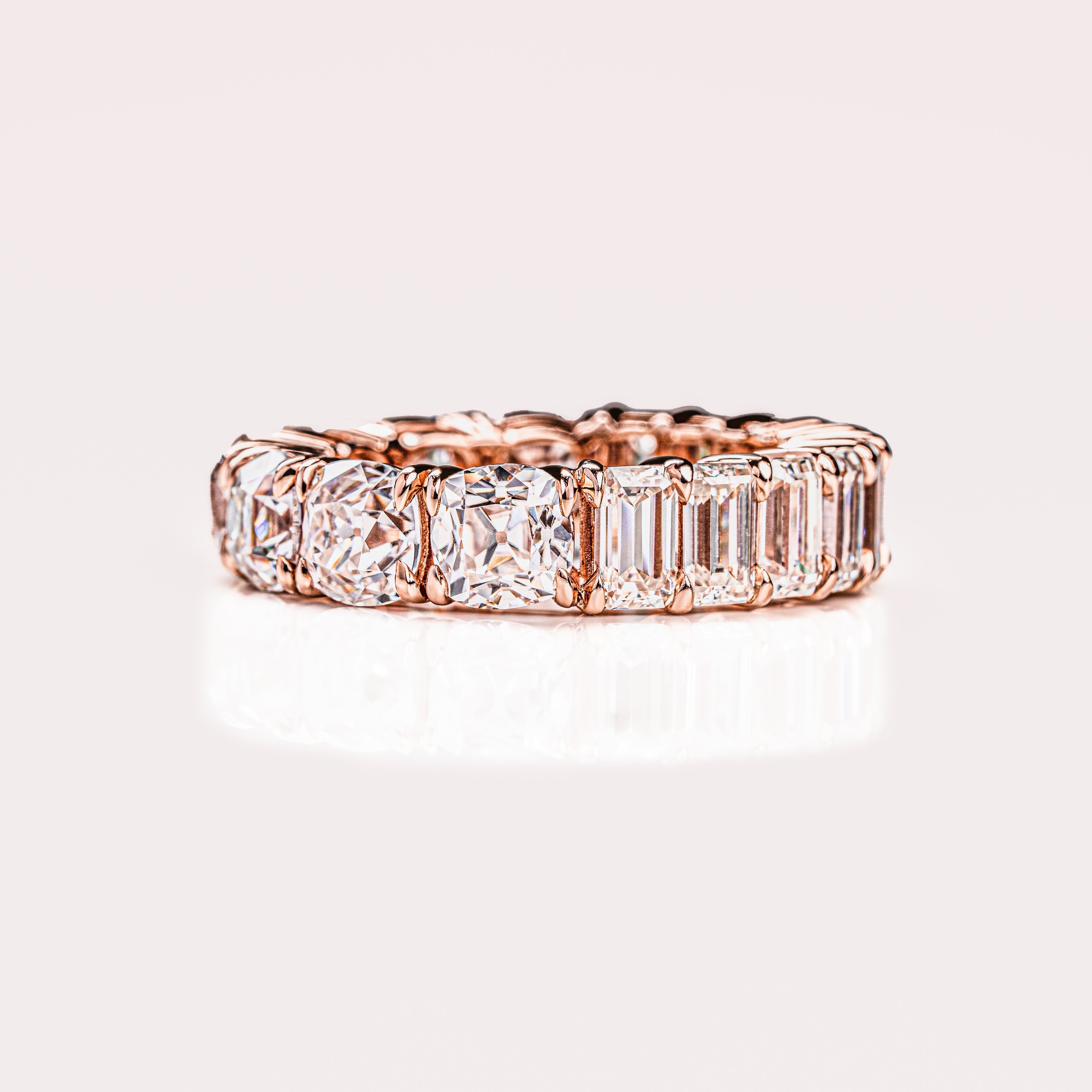 8.9 TCW Emerald & Cushion Full Eternity Lab Grown Diamond Wedding Band