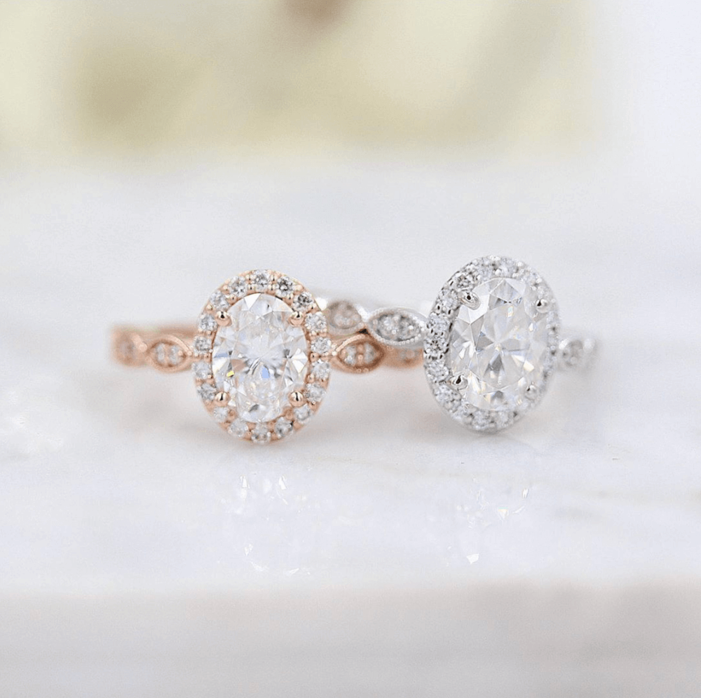 Oval Halo & Pave Lab Grown Diamond Engagement Ring