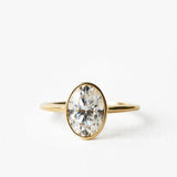 2.10 CT Oval Moissanite Bezel Solitaire Engagement Ring - farrellouise
