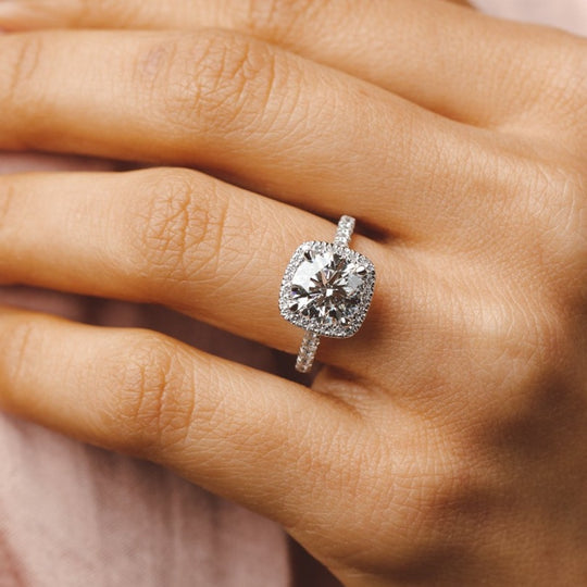 2 CT Round Shaped Moissanite Engagement Ring In Pave Design 9