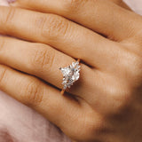 2 CT Pear Shaped Moissanite Engagement Ring In Cluster Design 12
