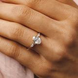 1.0 CT Oval Shaped Moissanite Engagement Ring In Cluster Design 16