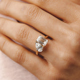 3 CT Emerald & Pear Shaped Moissanite Ring In Two Stone Design 12
