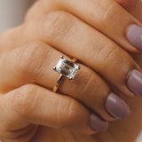 1.75 CT Enerald Shaped Moissanite Engagement Ring In Hidden Halo 13