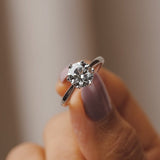 1.0 CT Round Shaped Moissanite Engagement Ring In Solitaire 13