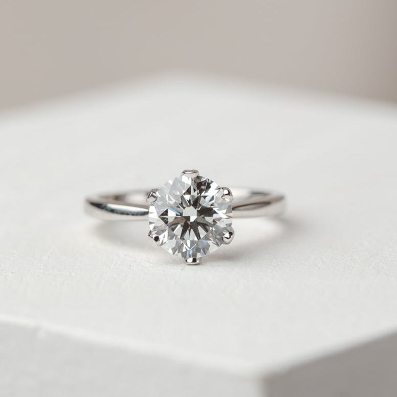 1.0 CT Round Shaped Moissanite Engagement Ring In Solitaire 14