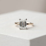 1.75 CT Enerald Shaped Moissanite Engagement Ring In Hidden Halo 15