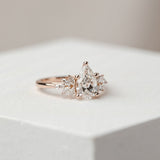 2 CT Pear Shaped Moissanite Engagement Ring In Cluster Design 13