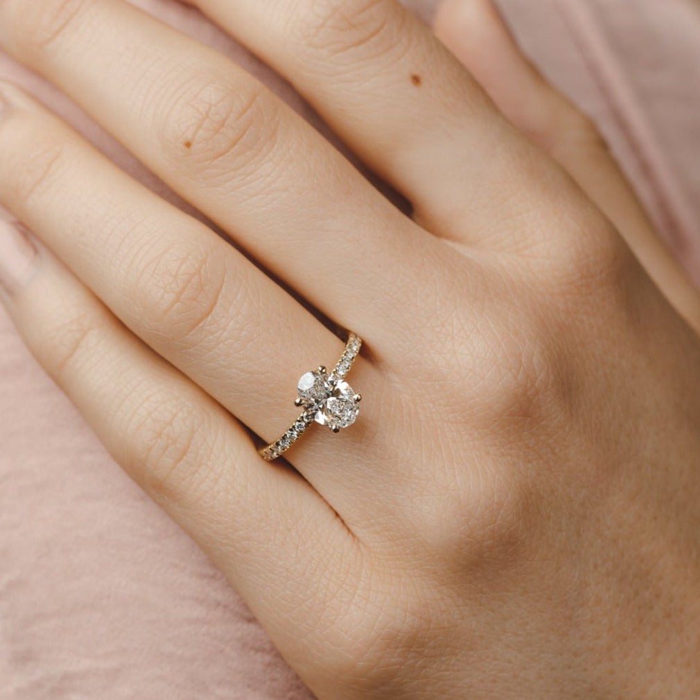 1.0 CT Oval Shaped Moissanite Engagement Ring In Hidden Halo 13