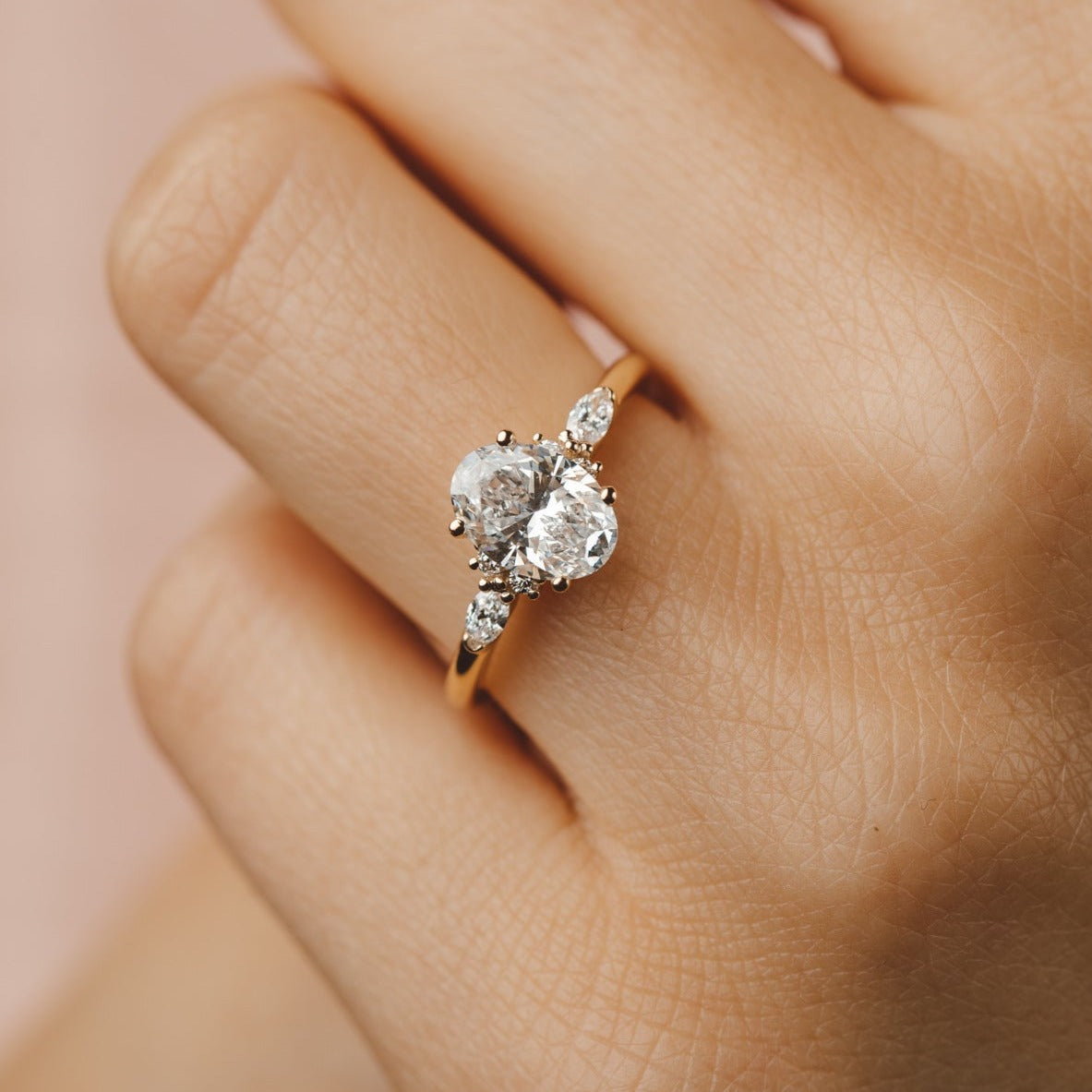 2.0 CT Oval Shaped Moissanite Engagement Ring In Cluster 14