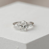 1.0 CT Oval Shaped Moissanite Engagement Ring In Cluster Design 14
