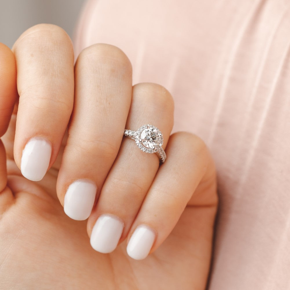 3.5 CT Round Shaped Moissanite Engagement Ring In Halo Design 10