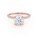 Round Hidden Halo & Pave Lab Grown Diamond Engagement Ring