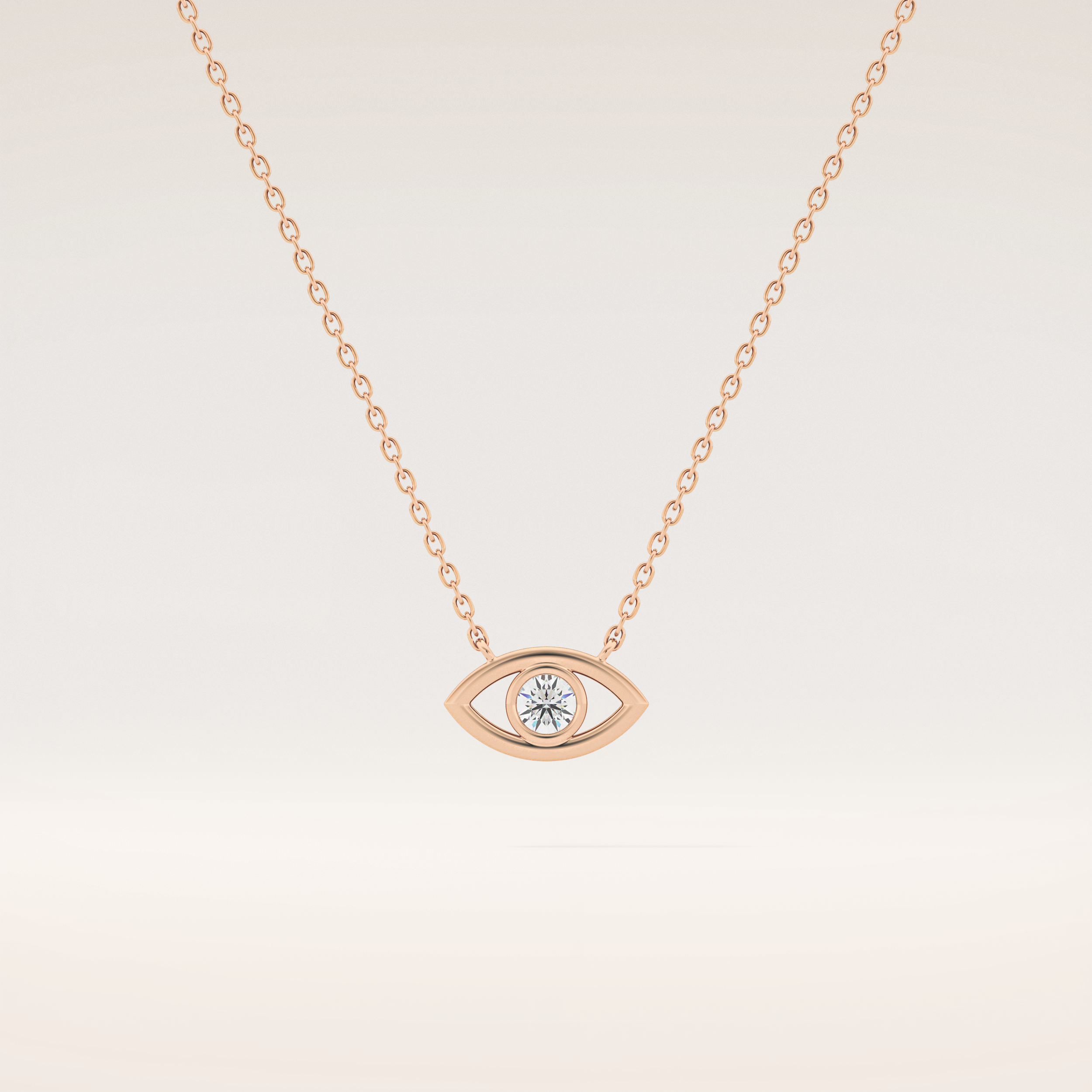 0.08 TCW Round Cut Moissanite Eye Shape Necklace
