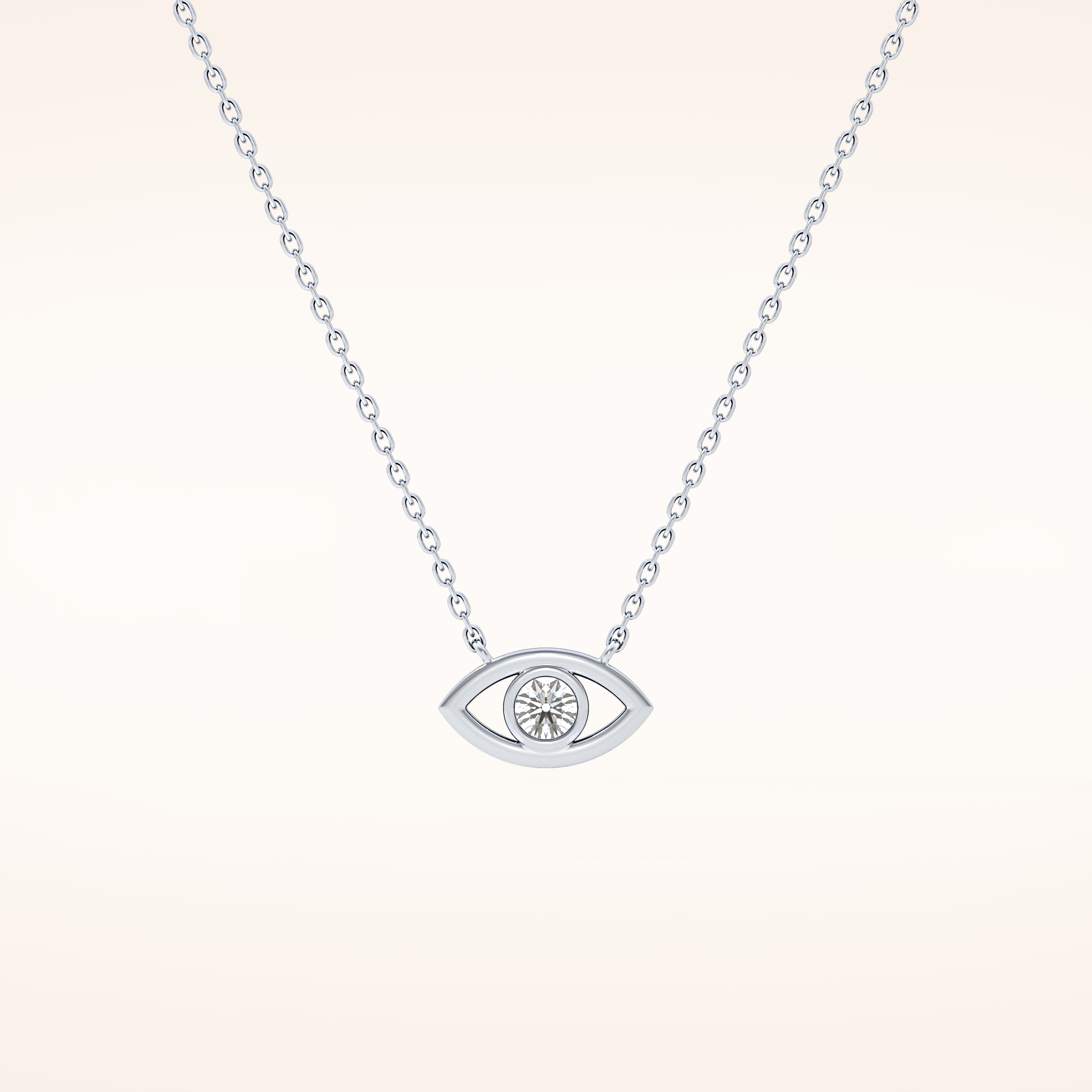 0.08 TCW Round Cut Moissanite Eye Shape Necklace