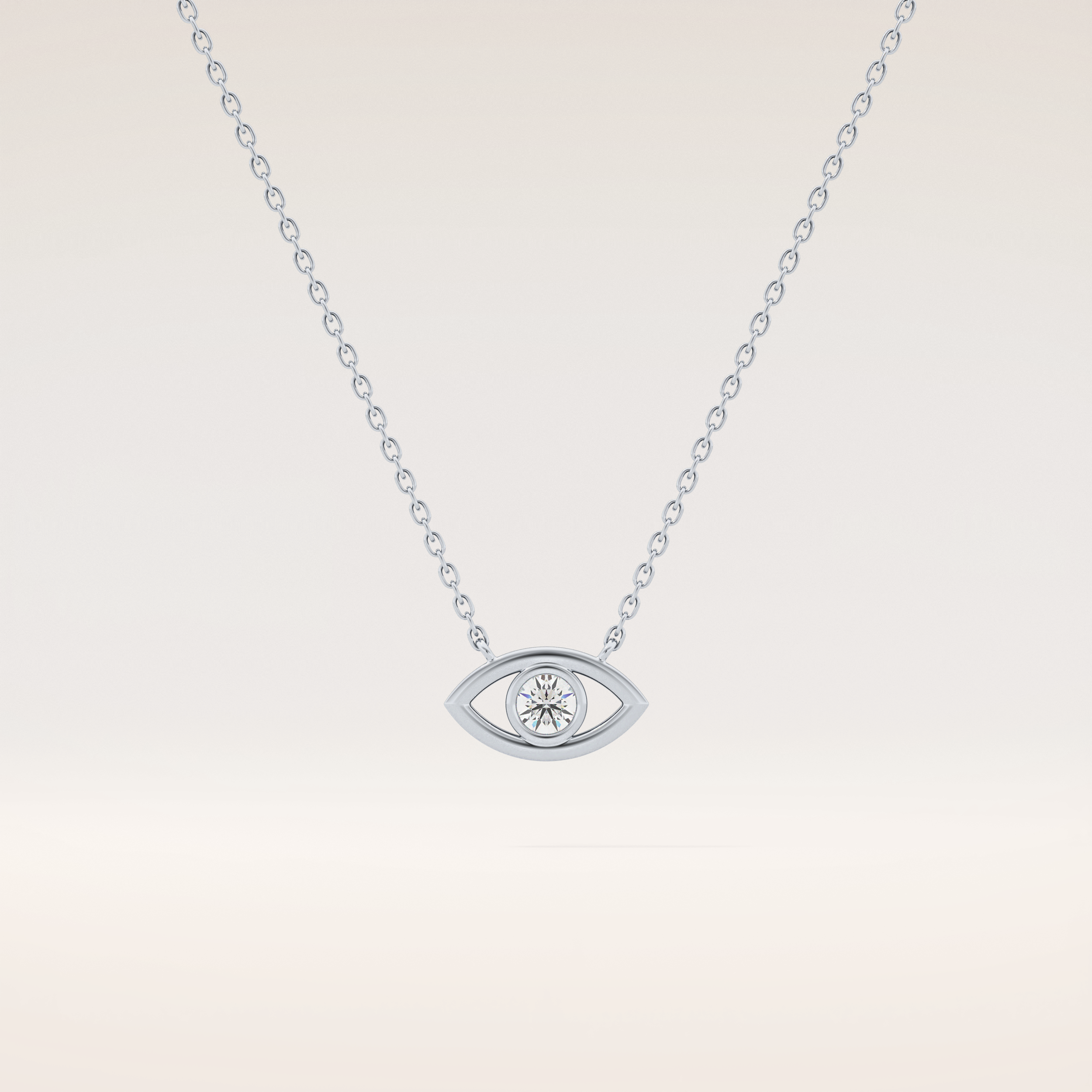 0.08 TCW Round Cut Moissanite Eye Shape Necklace