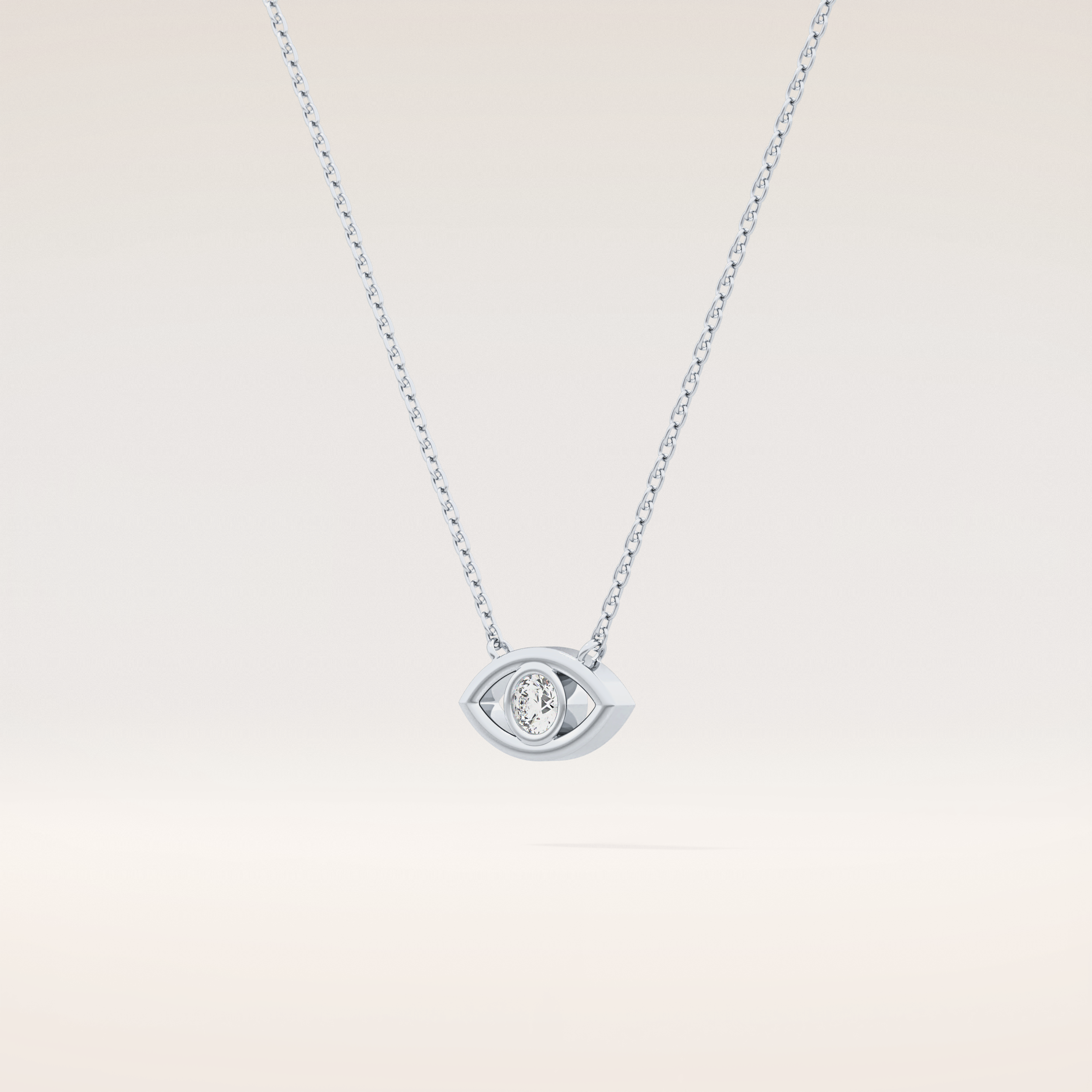 0.08 TCW Round Cut Moissanite Eye Shape Necklace