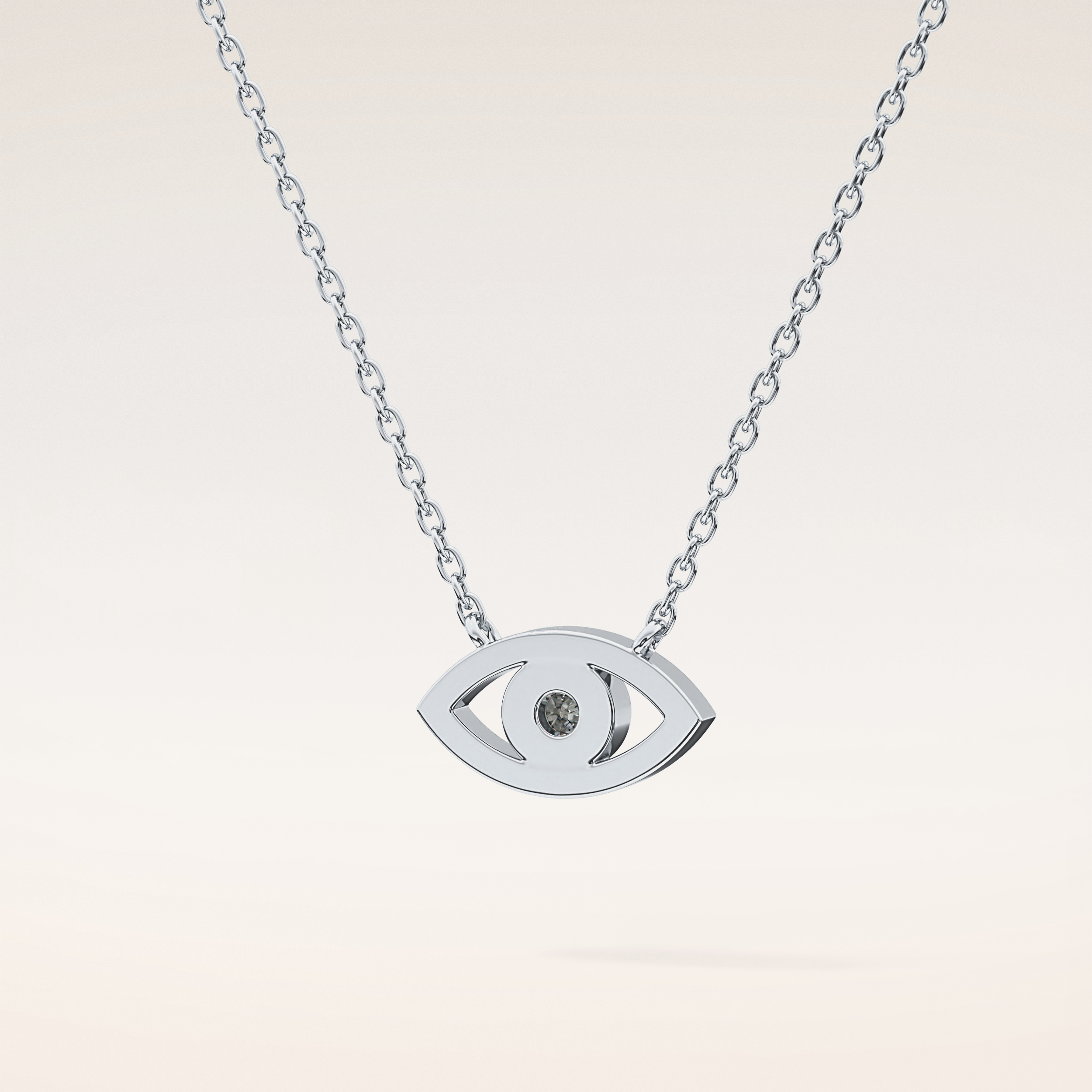 0.08 TCW Round Cut Moissanite Eye Shape Necklace