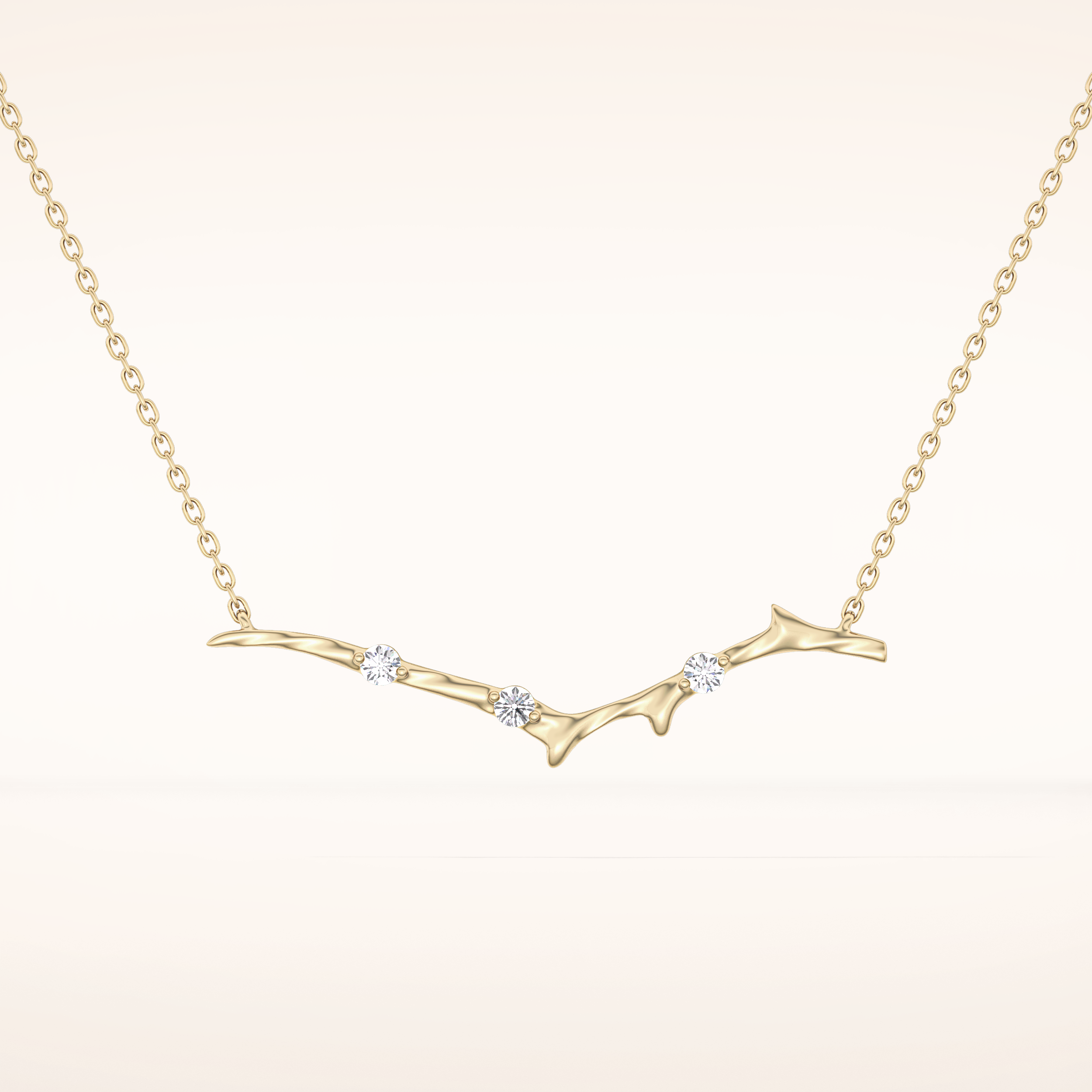 0.7 TCW Round Cut Moissanite Twig Necklace