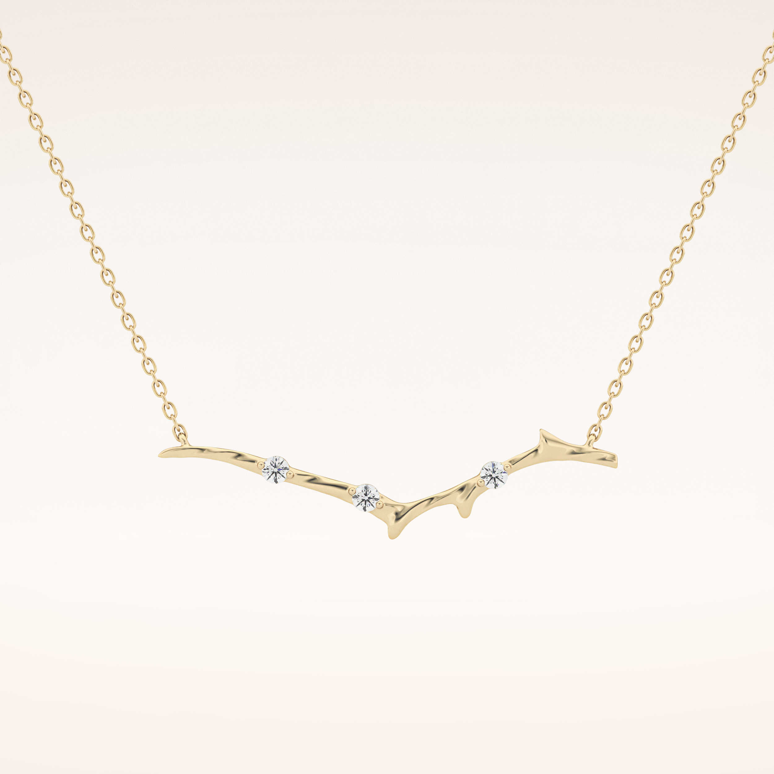 0.7 TCW Round Cut Moissanite Twig Necklace