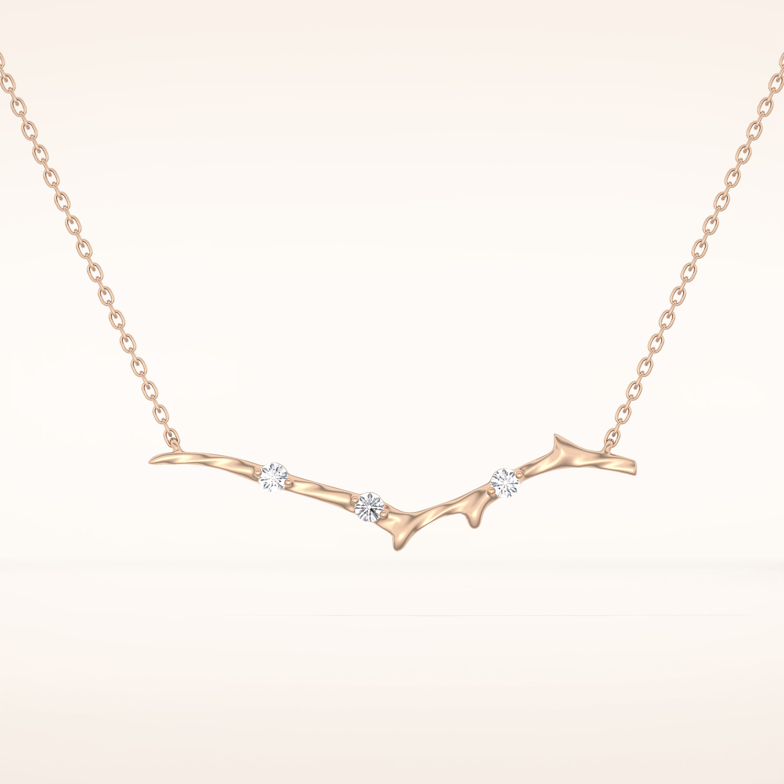 0.7 TCW Round Cut Moissanite Twig Necklace