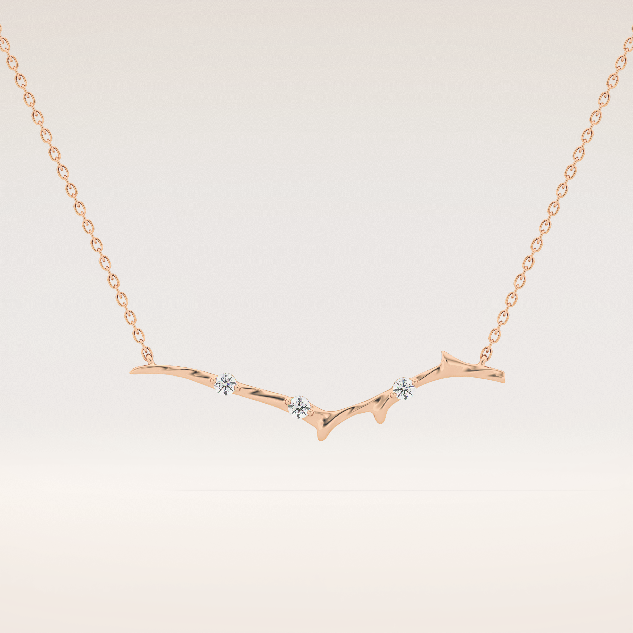 0.7 TCW Round Cut Moissanite Twig Necklace