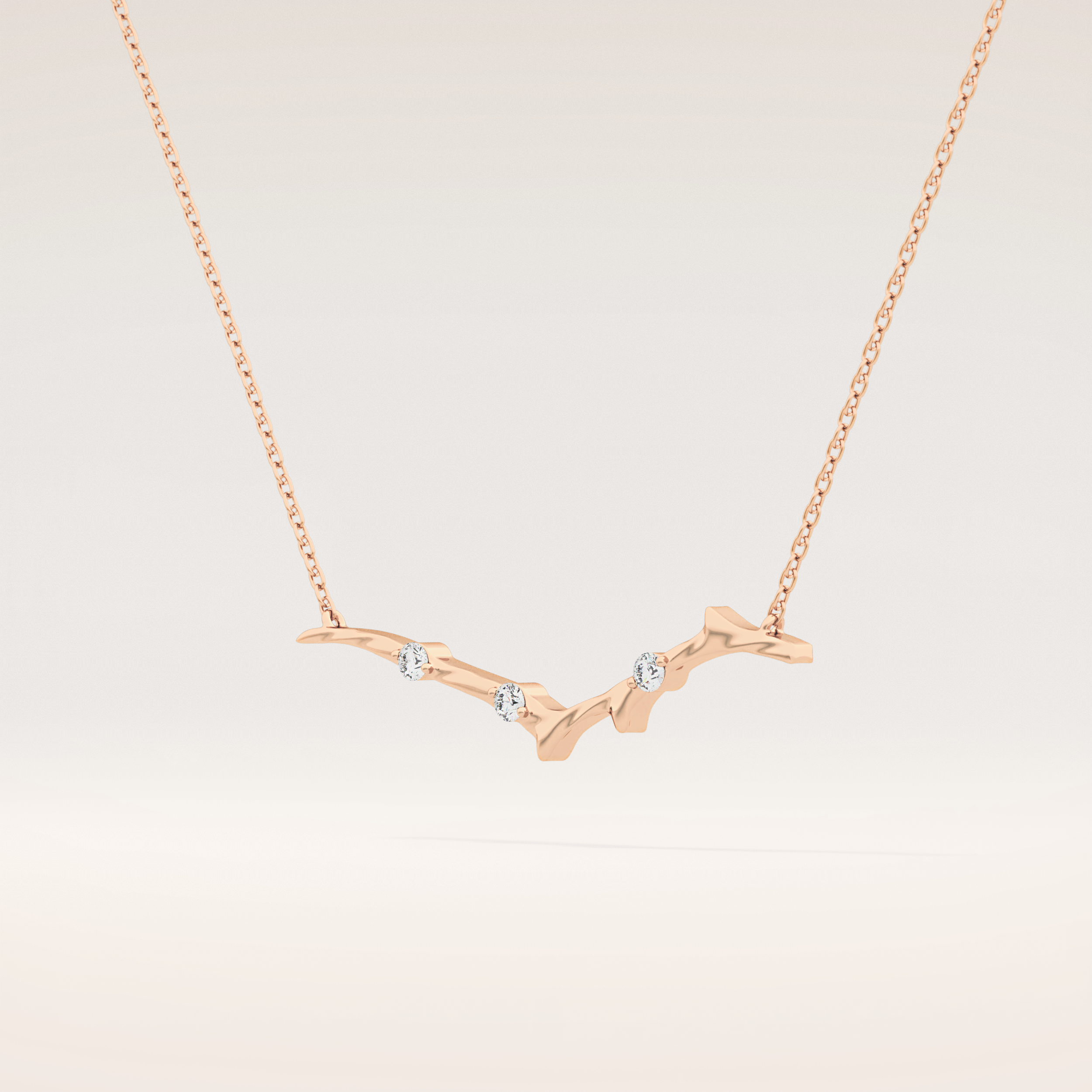 0.7 TCW Round Cut Moissanite Twig Necklace