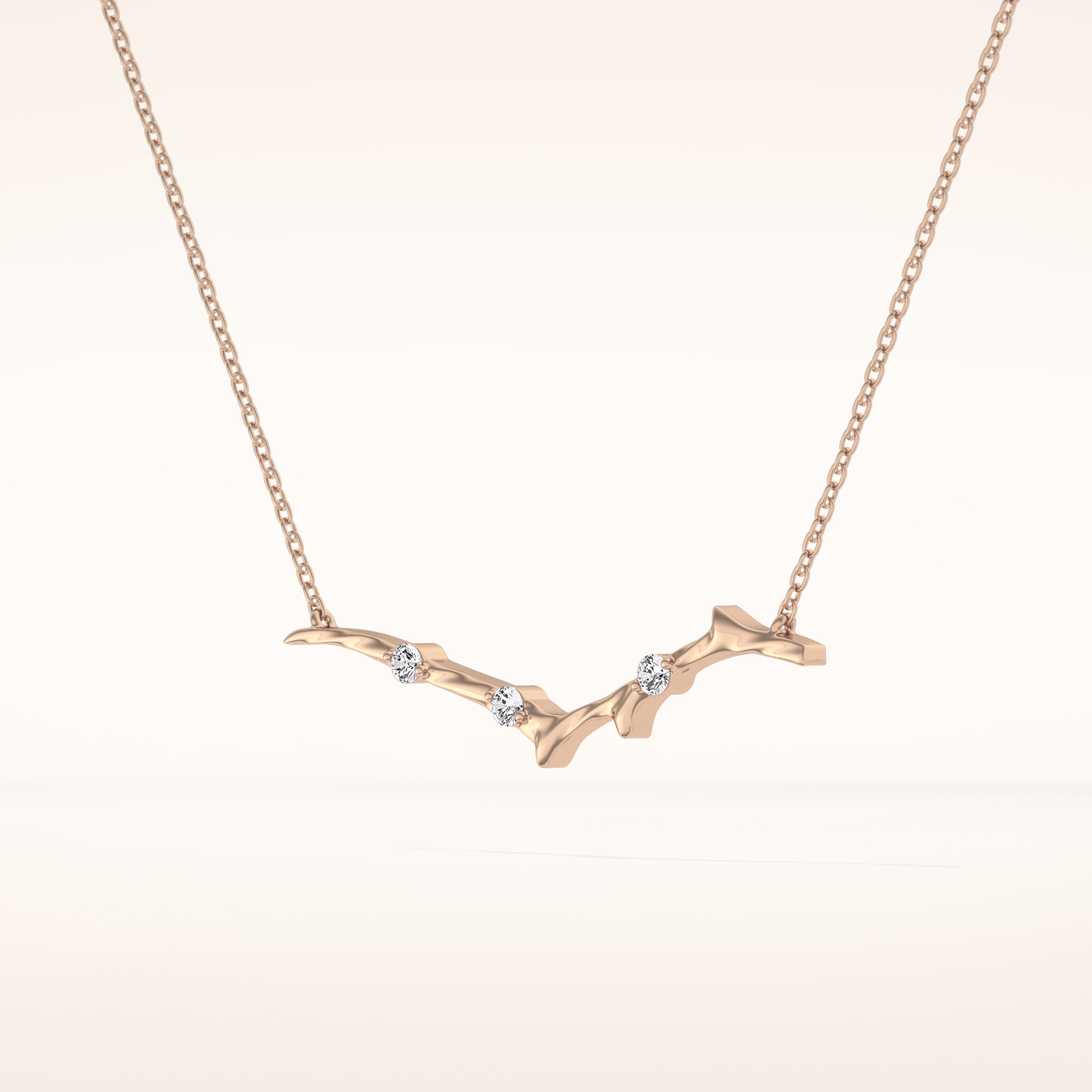 0.7 TCW Round Cut Moissanite Twig Necklace