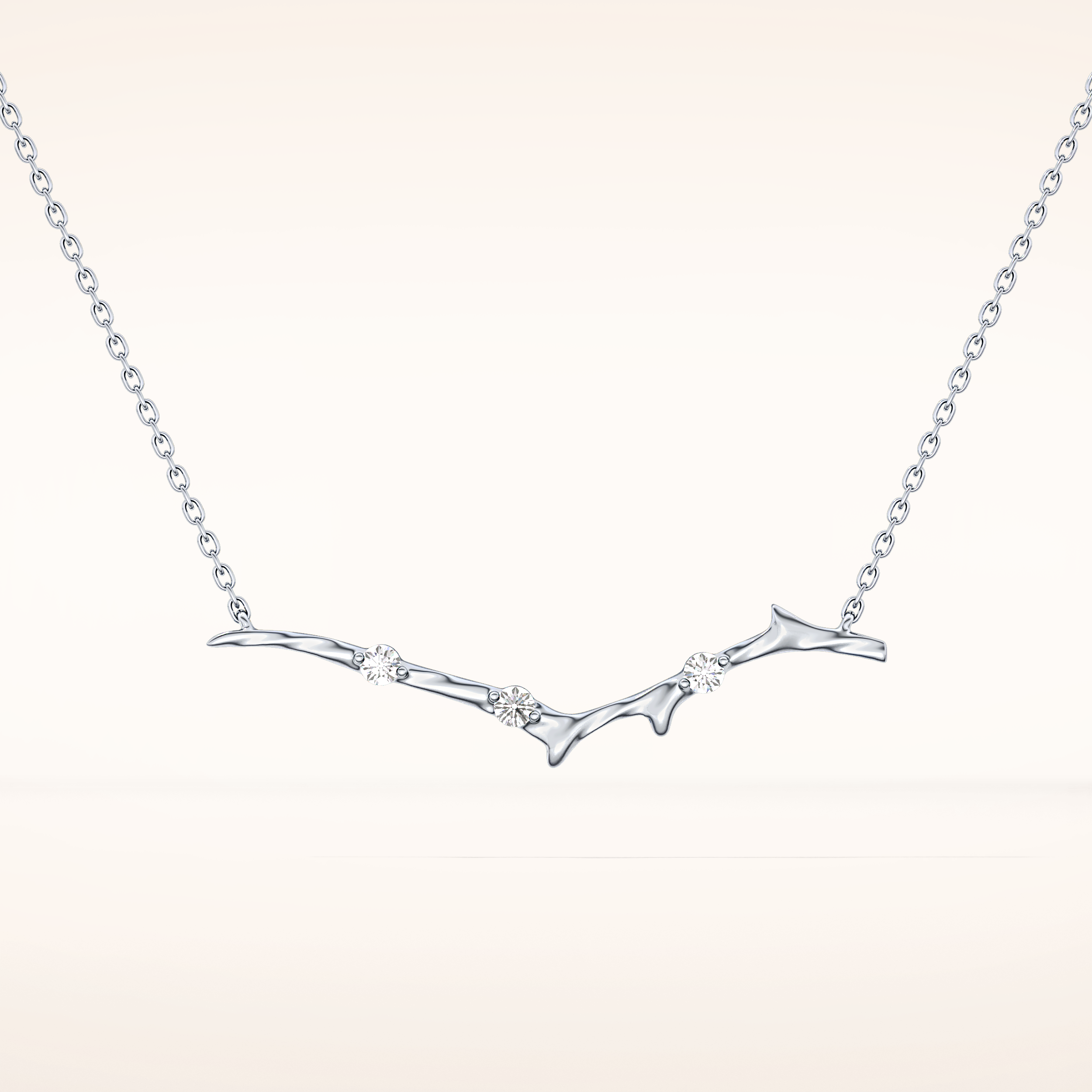 0.7 TCW Round Cut Moissanite Twig Necklace
