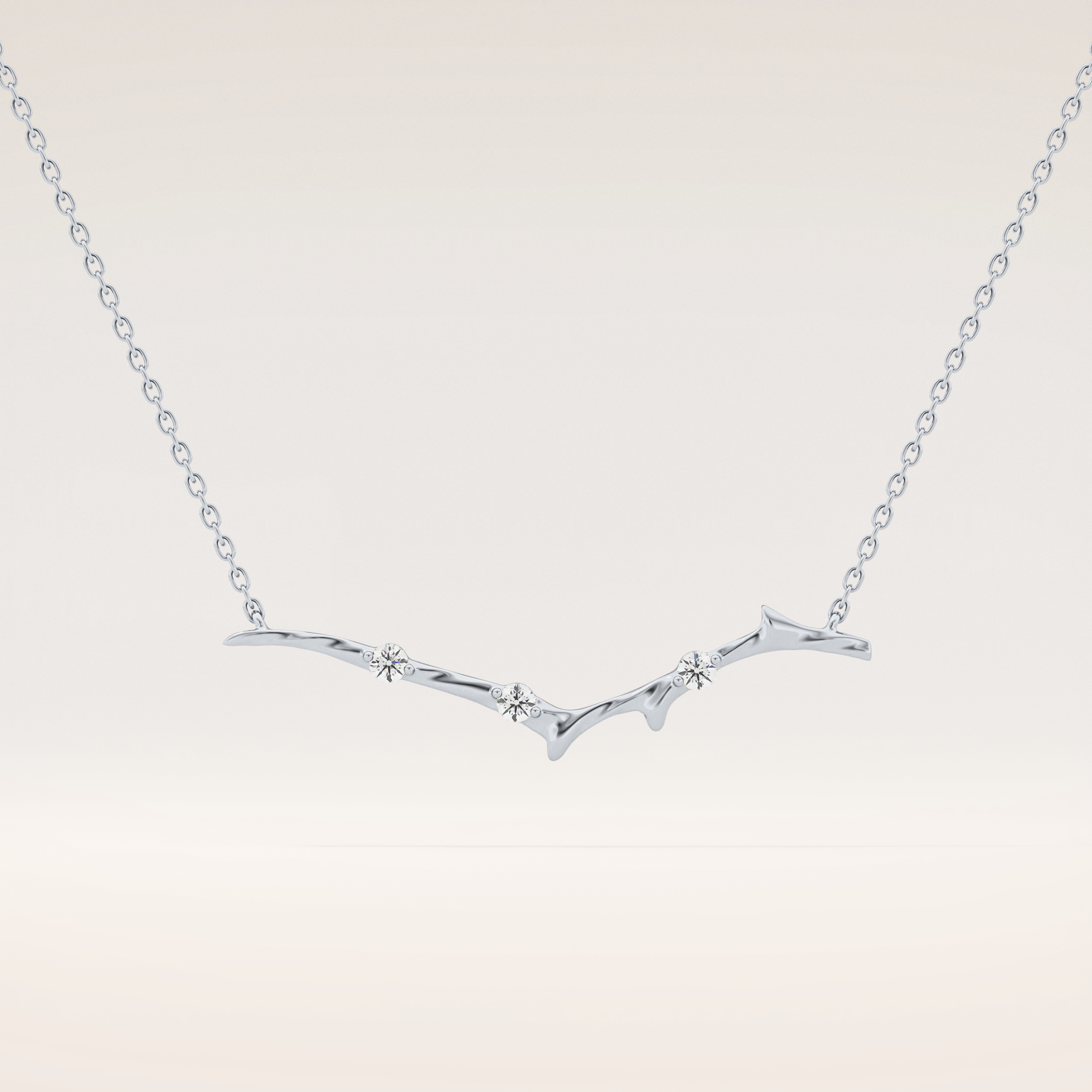 0.7 TCW Round Cut Moissanite Twig Necklace