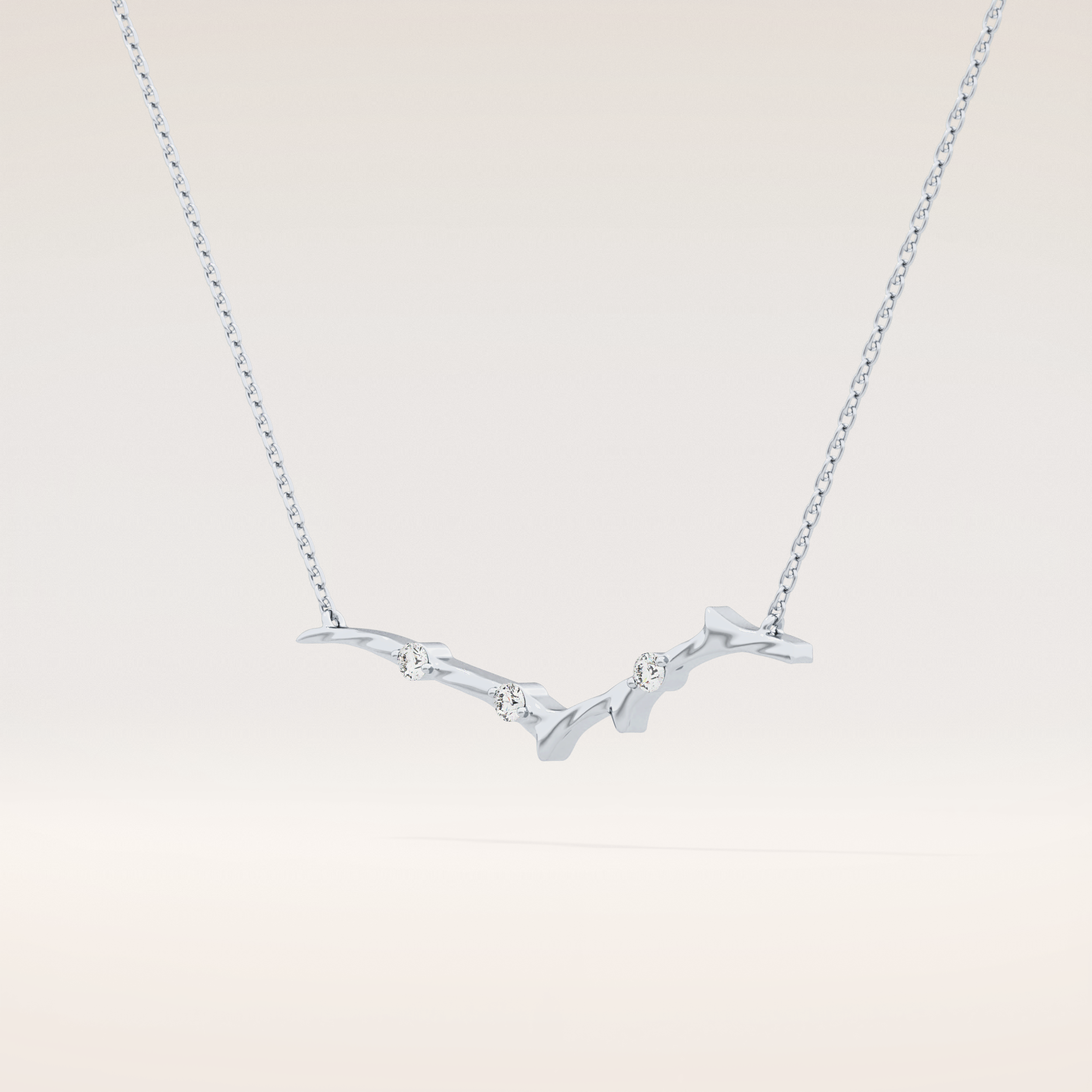 0.7 TCW Round Cut Moissanite Twig Necklace