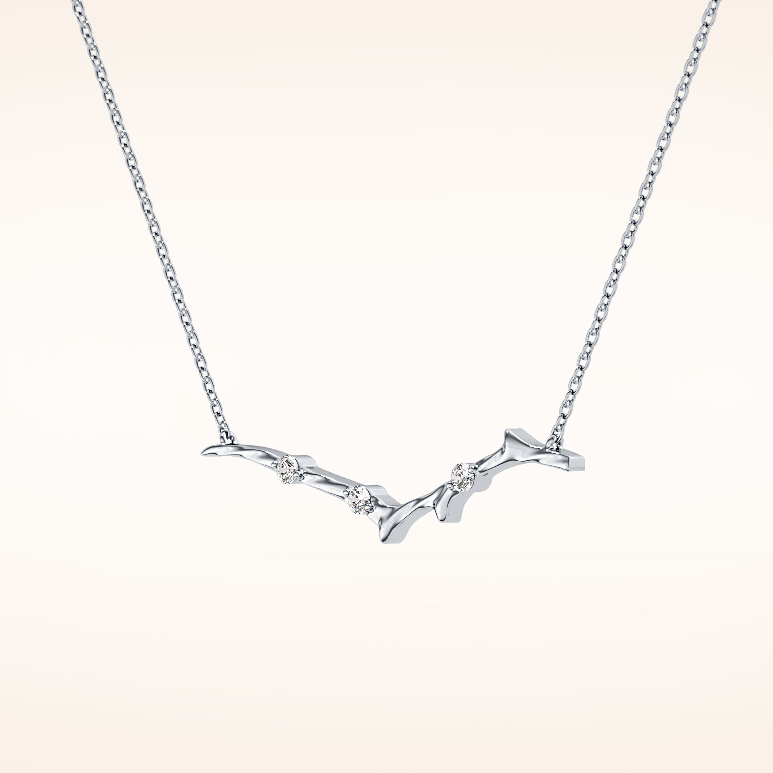 0.7 TCW Round Cut Moissanite Twig Necklace