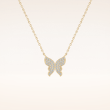 0.094 TCW Round Cut Moissanite Butterfly Necklace