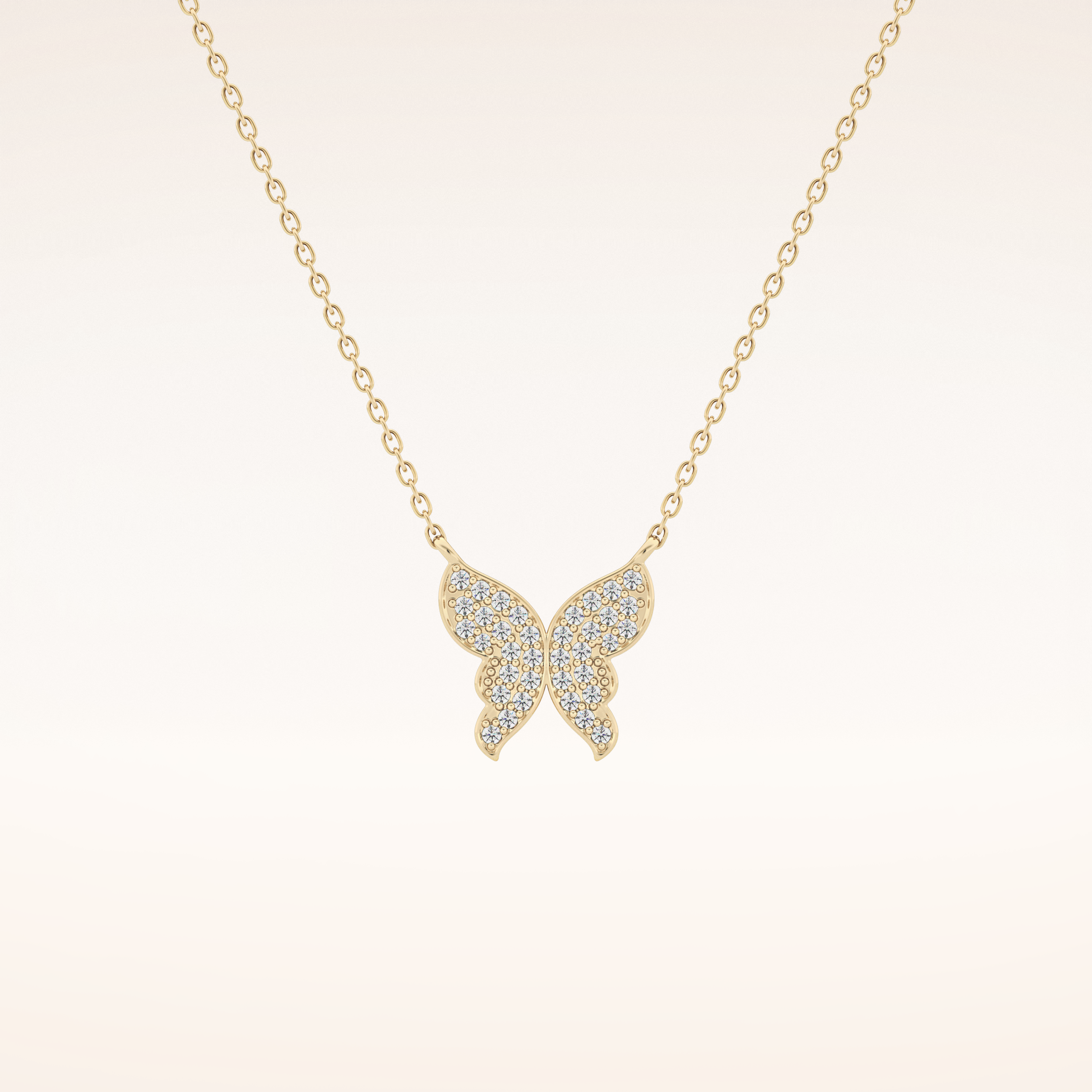 0.094 TCW Round Cut Moissanite Butterfly Necklace