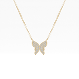 0.094 TCW Round Lab Grown Diamond Butterfly Necklace