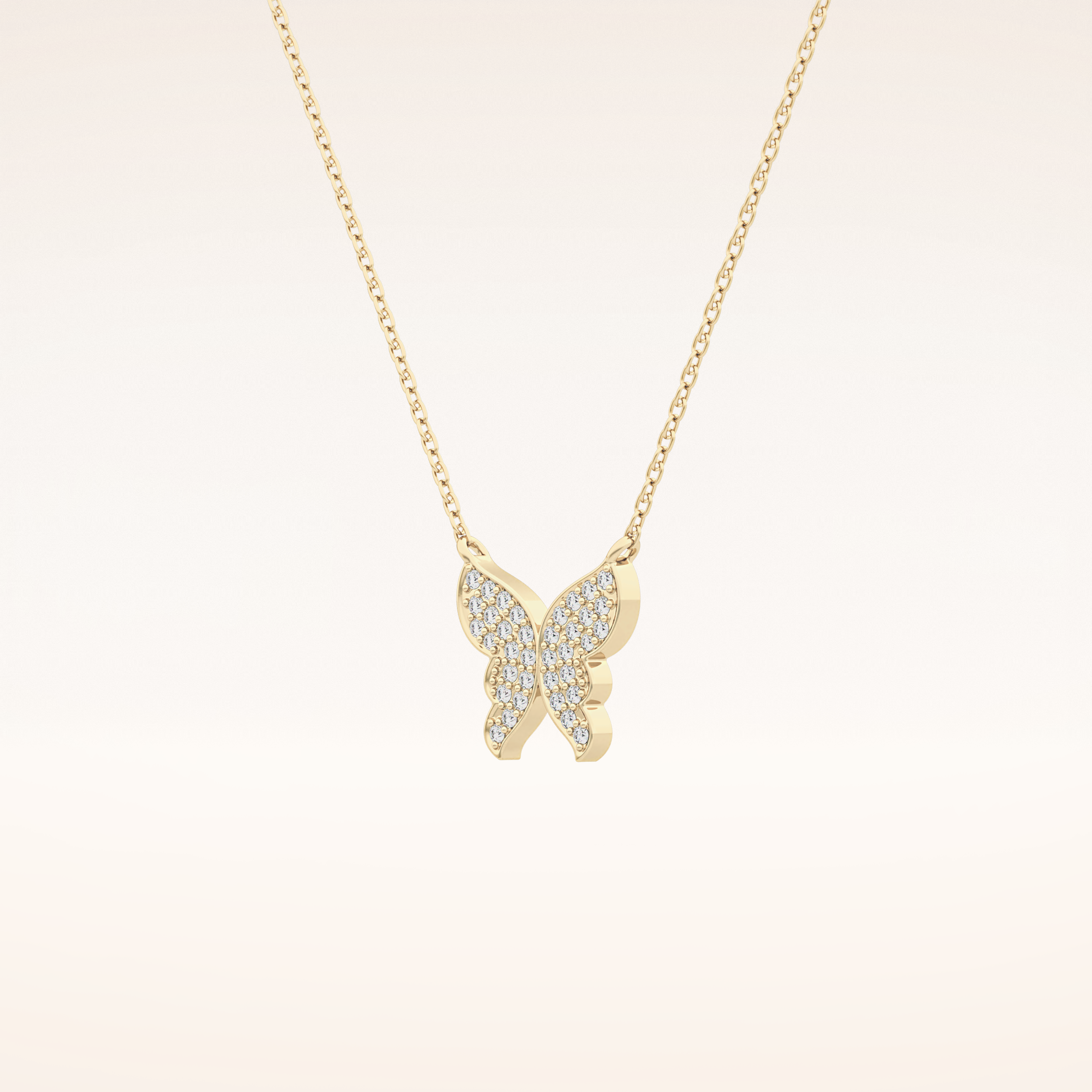 0.094 TCW Round Cut Moissanite Butterfly Necklace