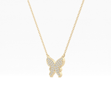 0.094 TCW Round Lab Grown Diamond Butterfly Necklace