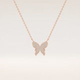 0.094 TCW Round Cut Moissanite Butterfly Necklace