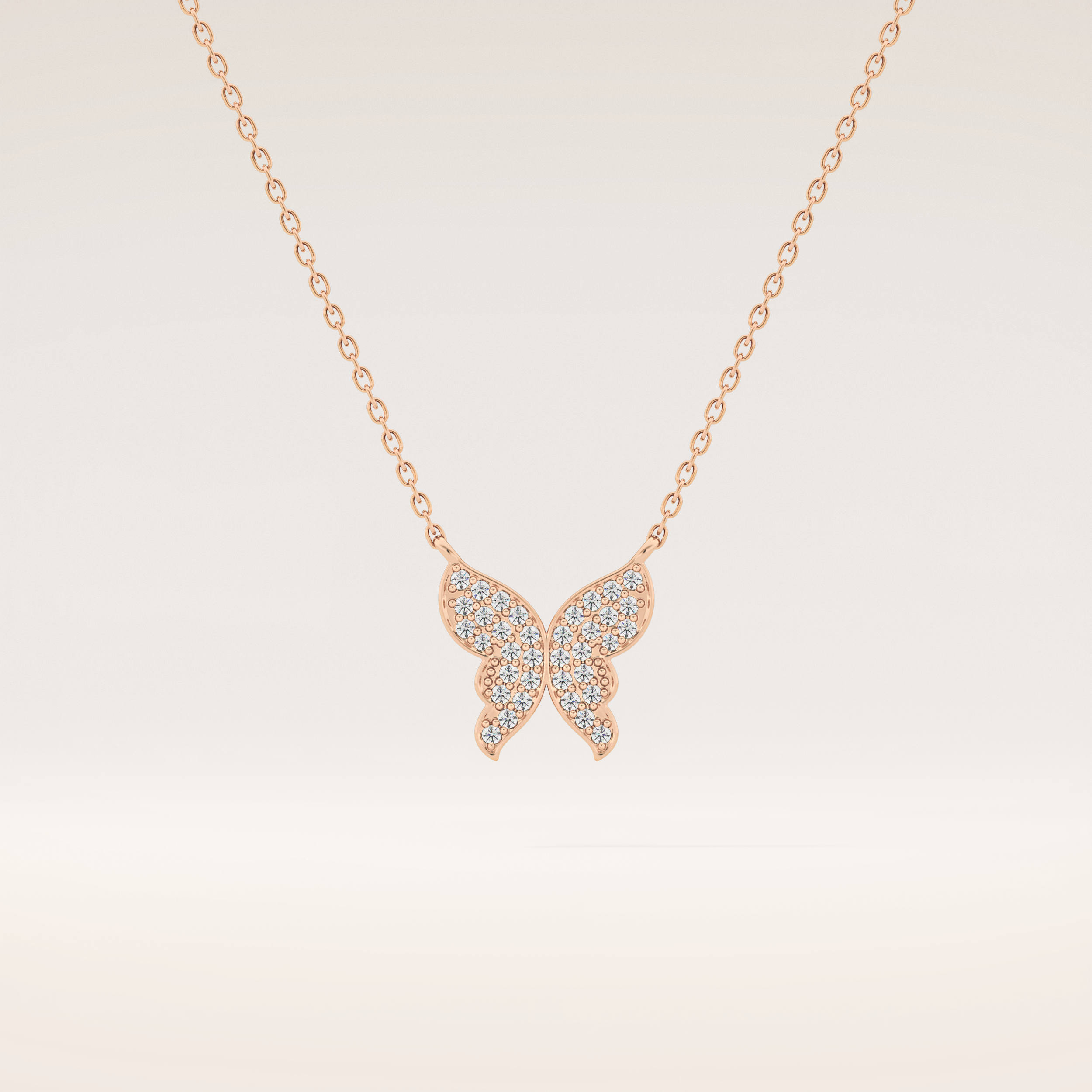 0.094 TCW Round Cut Moissanite Butterfly Necklace